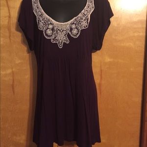 Purple top with crochet detail